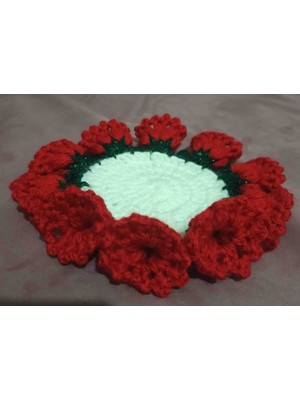 El Yapımı Buket Şal Battaniye Modeli Bardak Altlığı Sevgiliye, Arkadaşa, Anneye Şık ve Solmayan Çiçek Hediye 2 Adet
