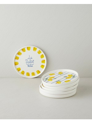 English Home Dolce Vita Seramik 6'lı Pasta Seti 20 cm Sarı
