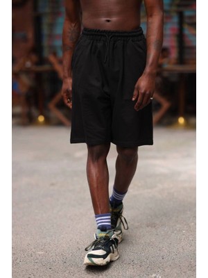 Pileli Store Erkek Iki Iplik Cepli Şort - Siyah