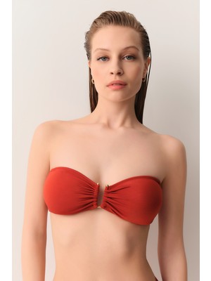 Suwen Metal Aksesuarlı Straplez Bikini Üst