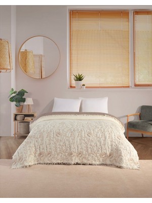 Peshtemalsan 9 Katlı %100 Pamuk Çift Kişilik 220 x 240 cm Müslin Yorgan Yatak Örtüsü Sarmaşıkbej Renk