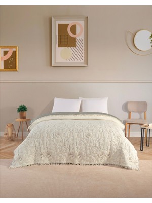 Peshtemalsan 9 Katlı %100 Pamuk Çift Kişilik 220 x 240 cm Müslin Yorgan Yatak Örtüsü Sarmaşık Camel Renk