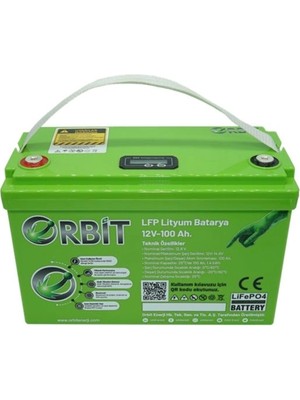 Orbit 12V 100AH Lifepo4 Akü Abs Kasa – 12.8V 1.28KWH Lityum Demir Fosfat Batarya