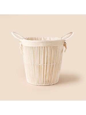 Simple Living Boho Style Çok Amaçlı Astarlı Hasır Sepet - Ekru -16 Lt