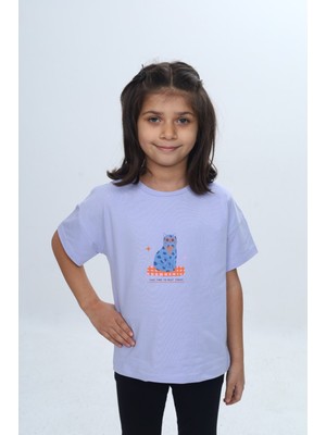 Toontoy Kız Çocuk Baskılı Bisiklet Yaka Kısa Kollu Tişört 24979