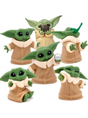 Mobgift Baby Yoda Görünümlü 3D Mini Figür Biblo Seti 6 ' Lı