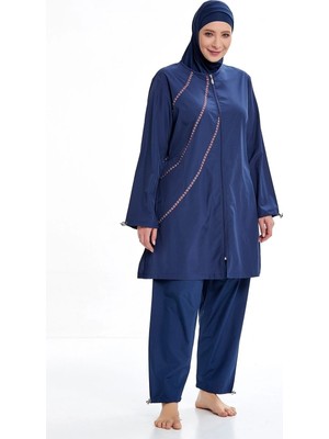Dorelux Büyük Beden Tam Kapalı Paraşüt Tesettür Mayo 1316 Koyu Lacivert A1316-K.LAC