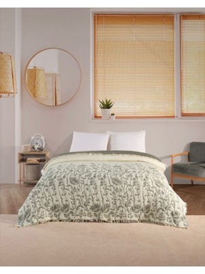 Peshtemalsan 9 Katlı %100 Pamuk Çift Kişilik 220 x 240 Müslin Yorgan Yatak Örtüsü Sarmaşık Yeşil