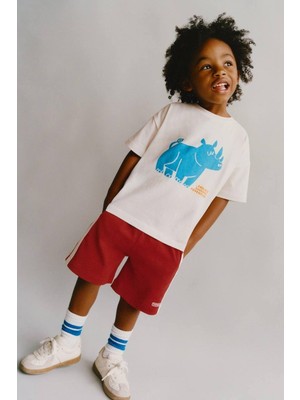 Monila Erkek Çocuk Hayvan Baskılı Pamuklu Şortlu Altüst Takım