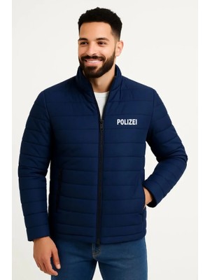 Pileli Store Erkek Mikro Su Itici Kapitone Baskılı Astarlı Fermuarlı Bomber Mont - Lacivert