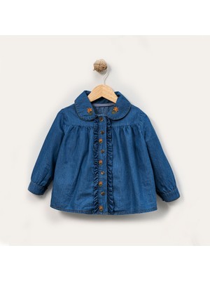 Overdo Kız Çocuk Rahat Kalıp Salaş Kot Gömlek