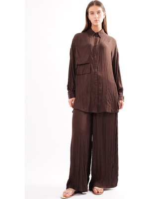 Ceremony Önden Düğmeli Iki Kat Cepli Pantolonlu Cupra Takım 914 Kahverengi