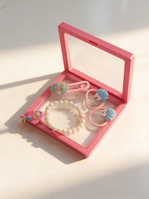 Katia & Bony Kız Çocuk 4'lü Deniz Kızı Plastik Kutulu Toka Seti Pembe