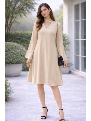 Alexander Gardi Alexandergardı V Yaka Ispanyol Kol  Boyunluklu Sırt Yırtmaç Detaylı Elbise