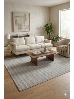 Çerkez Halı Ciao Collection Modern Çizgili Kolay Temizlenebilir Minimal  Salon (Çok Amaçlı) Halı Gri-A