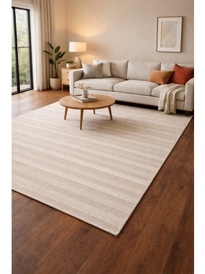 Çerkez Halı Ciao Collection Modern Çizgili Kolay Temizlenebilir Minimal  Salon (Çok Amaçlı) Halı Bej-A