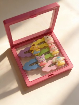 Katia & Bony Kız Çocuk 5'li Renkli Plastik Kutulu Toka Seti Pembe