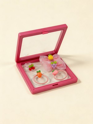 Katia & Bony Kız Çocuk 5'li Meyveli Plastik Kutulu Toka Seti Pembe