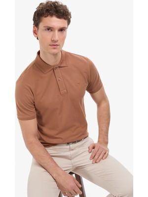 Pierre Cardin Erkek Açık Kahverengi Slim Fit Basic Tişört 50321128-VR002