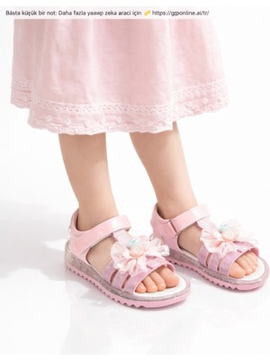 Minibonito Kız Çocuk Çiçek Aplikeli Günlük Sandalet
