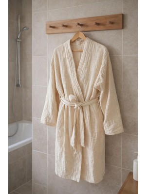 Ces Home Krem 4 Kat Müslin Sabahlık/bornoz