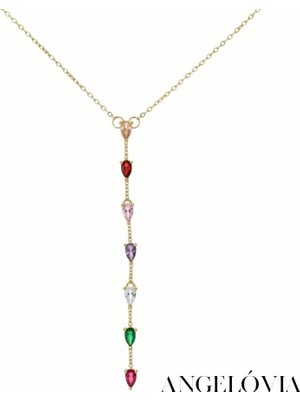 Angelovia Renkli Taşlı Zarif Kolye