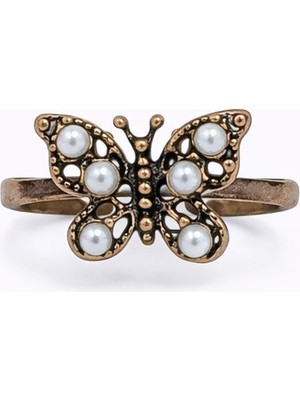 Angelovia Inci Detaylı Kelebek Bakır Yüzük