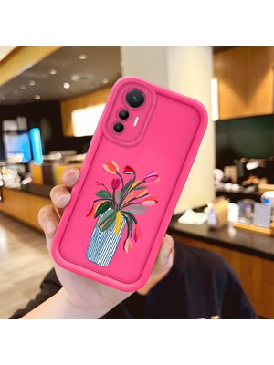HONTINGA Xiaomi Mi 12 Lite ile Uyumlu Kılıfı Düşüme Önleyici Basitlik Anti Düşme Kamera Korumali Şirin Çiçek Desen Gül Kırmızı Yumuşak Silikon Telefon Kılıfı Kadın ve Erkek Için Uygundur K8-0103
