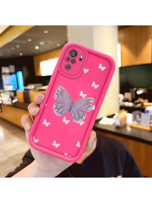 HONTINGA Poco M5S ile Uyumlu Kılıfı Düşüme Önleyici Basitlik Anti Düşme Kamera Korumali Şirin Kelebek Desen Gül Kırmızı Yumuşak Silikon Telefon Kılıfı Kadın ve Erkek Için Uygundur K8-0096