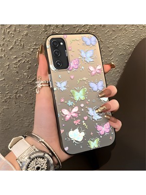 HONTINGA Samsung Galaxy S20 Fe ile Uyumlu Kılıfı Silikon Kenar Sert Arka Düşüme Önleyici Basitlik Anti Düşme Kamera Korumali Küçük Kelebek Desen Telefon Kılıfı Kadın ve Erkek Için Uygundur K1-0851