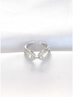 Zirkon Taşlı Silver Renk Ayarlanabilir Yüzük