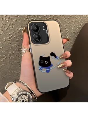 HONTINGA Poco C65 ile Uyumlu Kılıfı Silikon Kenar Sert Arka Düşüme Önleyici Basitlik Anti Düşme Kamera Korumali Kedi Desen Telefon Kılıfı Kadın ve Erkek Için Uygundur K1-0845