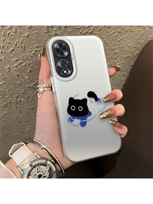 HONTINGA Oppo A60 ile Uyumlu Kılıfı Silikon Kenar Sert Arka Düşüme Önleyici Basitlik Anti Düşme Kamera Korumali Kedi Desen Telefon Kılıfı Kadın ve Erkek Için Uygundur K1-0845