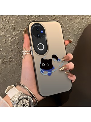 HONTINGA Vivo V50 ile Uyumlu Kılıfı Silikon Kenar Sert Arka Düşüme Önleyici Basitlik Anti Düşme Kamera Korumali Kedi Desen Telefon Kılıfı Kadın ve Erkek Için Uygundur K1-0845