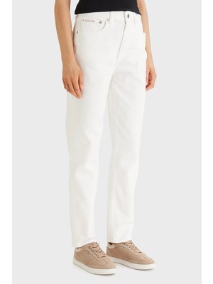 Calvin Klein % 100 Pamuk Mom Fit Yüksek Bel Jeans LV047F703GASN Bayan Kot Pantolon LV047F703G Asn