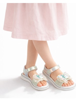 Minibonito Kız Çocuk Çiçek Aplikeli Günlük Sandalet