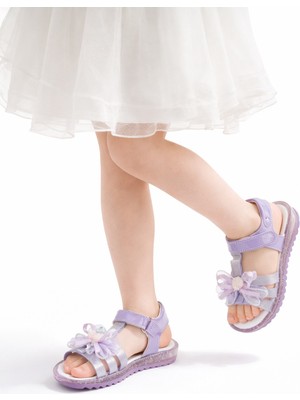 Minibonito Kız Çocuk Çiçek Aplikeli Günlük Sandalet