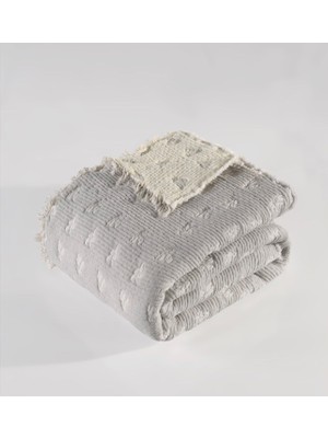 Peshtemalsan 9 Katlı %100 Pamuk 220 x 240 Müslin Yorgan Yatak Örtüsü Açık Gri