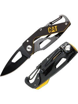 Cat DA980266 Kemer Askı Kancalı Karabinalı Katlanabilir 13CM Paslanmaz Çelik Siyah Kamp Çakısı