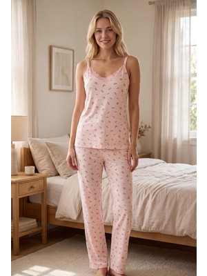 NBB Çiçek Desenli Ip Askılı Pijama Takım 68386