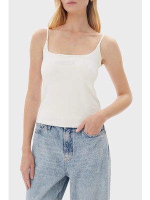 Guess Ortensia Pamuklu Slim Fit Taşlı Logolu Top V5GP22J1314 Bayan Top V5GP22 J1314 G056