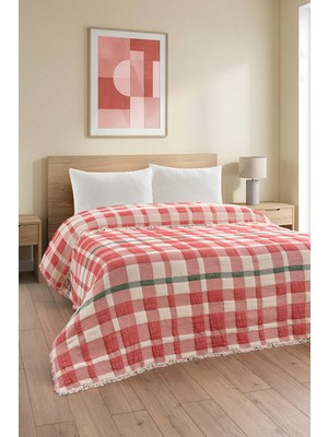 Denizli Concept Ekose Müslin Yorgan Tek Kişilik Kırmızı