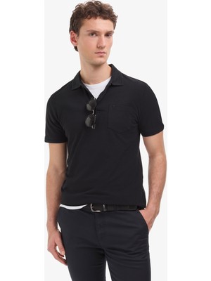 Pierre Cardin Erkek Siyah Regular Fit %100 Pamuk Kıvrılmaz Polo Yaka Basic Tişört 50325290-VR046