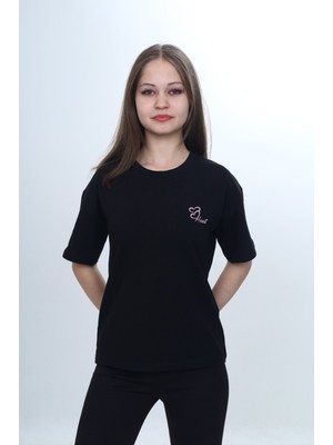 Toontoy Toontoy Kız Çocuk Baskılı Bisiklet Yaka Kısa Kollu Tişört 24970