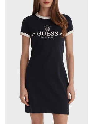 Guess Mila Pamuklu Fitted Fit Bisiklet Yaka Mini Elbise V6GK05K2988 Bayan Elbise V6GK05 K2988 A71W
