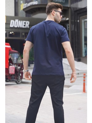 Madmext Lacivert Regular Fit Basic Erkek Tişört 6131