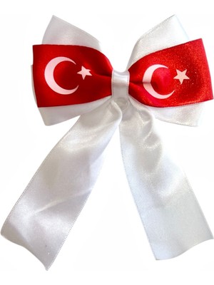 Ugly Duck Ay Yıldız Beyaz Kurdelalı Klipsli Pens Toka - Kırmızı Beyaz (1ADET)