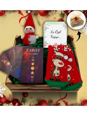 As Gift Mini Kasa Içerisinde Tarot Kartları & Kardan Adam & Yılbaşı Çorabı Hediye Seti