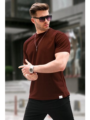 Madmext Acı Kahverengi Regular Fit Basic Erkek Tişört 6131