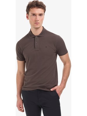 Pierre Cardin Erkek Koyu Kahverengi Slim Fit Basic Tişört 50321128-VR084
